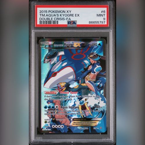 PSA 9 Team Aqua's Kyogre EX holo Full Art 6/34 Double Crisis 2015 Pokemon Card