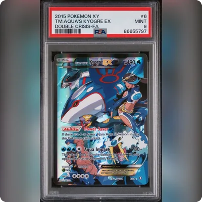PSA 9 Team Aqua's Kyogre EX holo Full Art 6/34 Double Crisis 2015 Pokemon Card